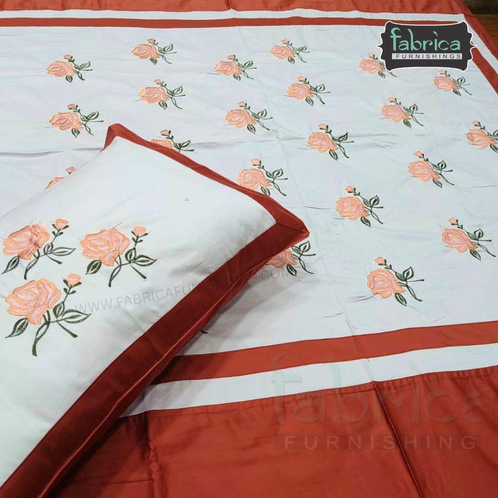 Shahi karigari Pure Cotton Designer Kingsize Embroidered Bedsheet