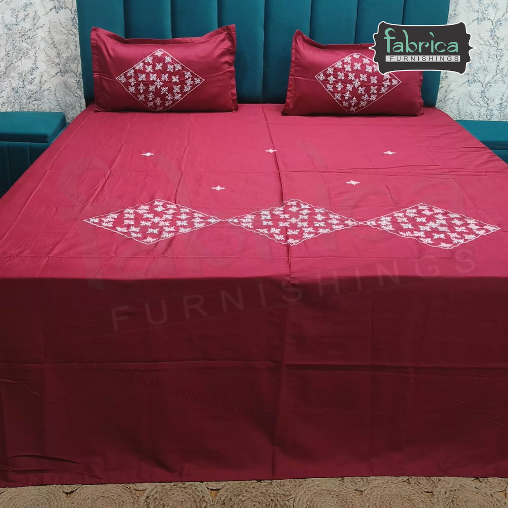 Shahi karigari Pure Cotton Designer Kingsize Embroidered Bedsheet