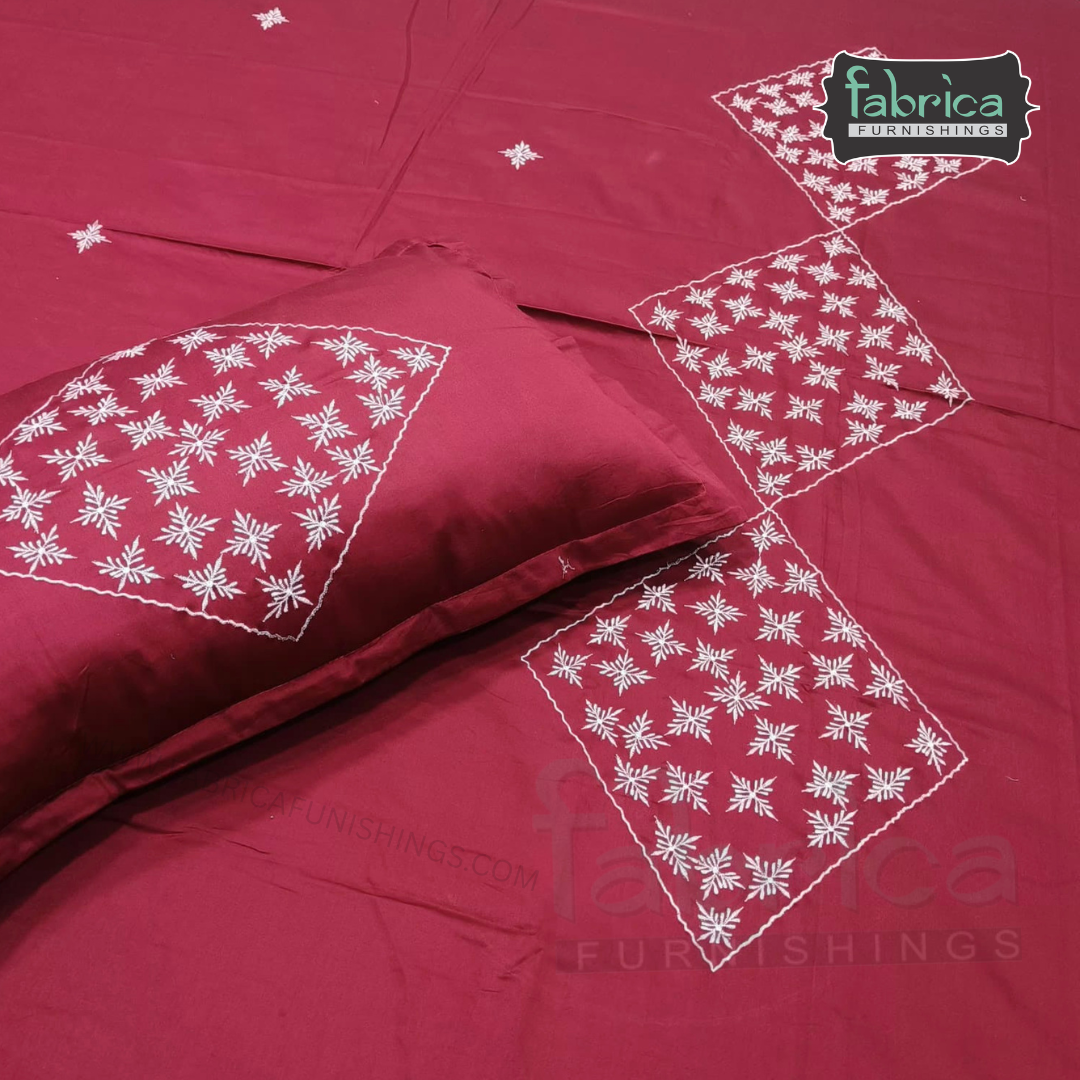 Shahi karigari Pure Cotton Designer Kingsize Embroidered Bedsheet