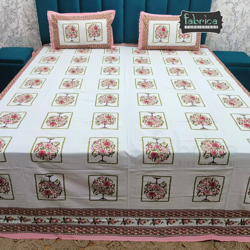 Gulnaar Printed Pure Cotton king size Bedsheet Set