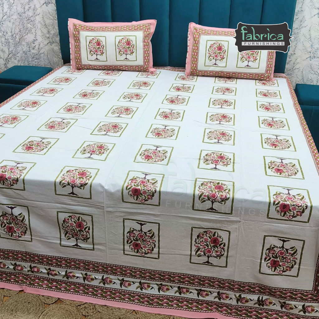 Gulnaar Printed Pure Cotton king size Bedsheet Set