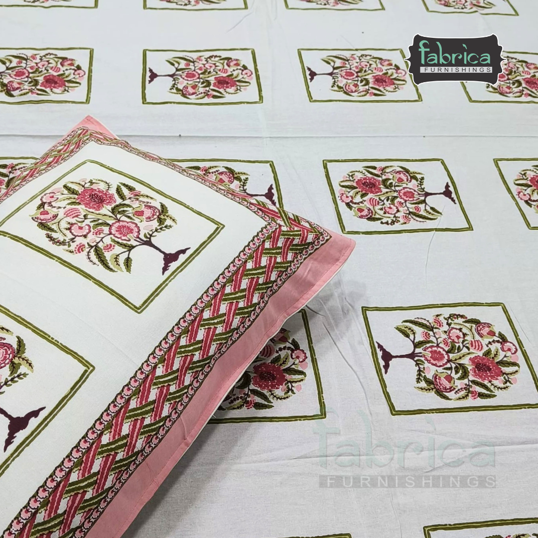Gulnaar Printed Pure Cotton king size Bedsheet Set