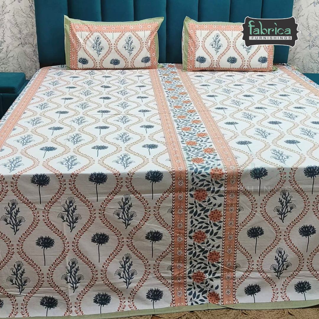 Gulnaar Printed Pure Cotton king size Bedsheet Set