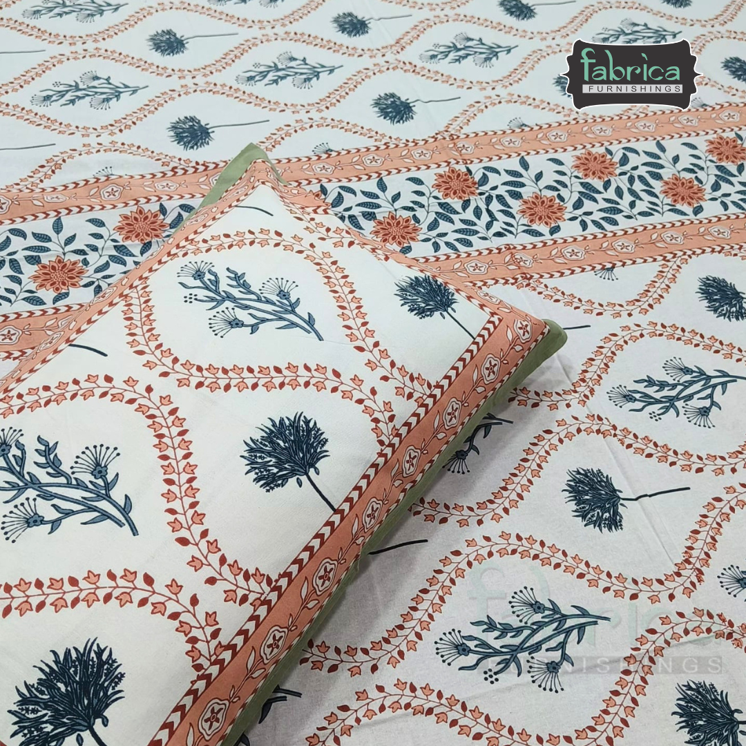 Gulnaar Printed Pure Cotton king size Bedsheet Set