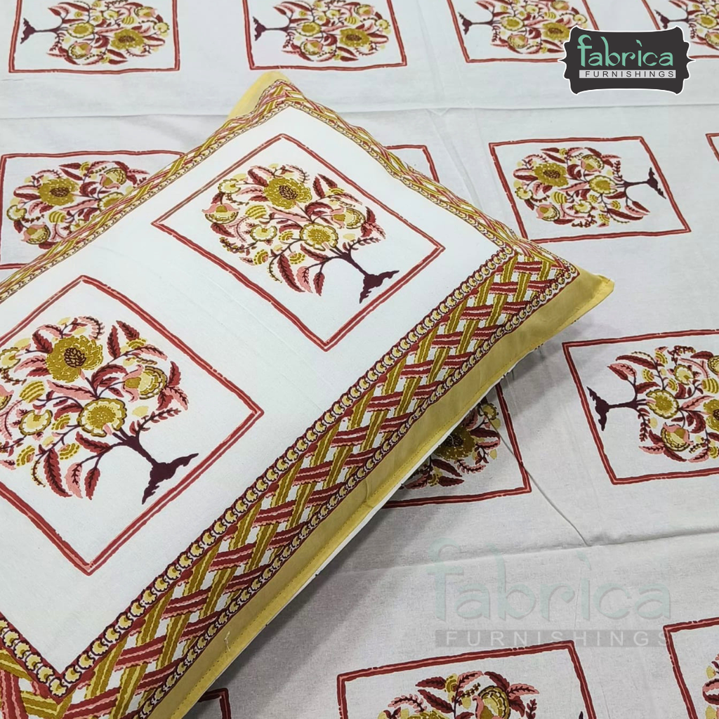 Gulnaar Double Bed Pure Cotton Printed Bedsheet Set