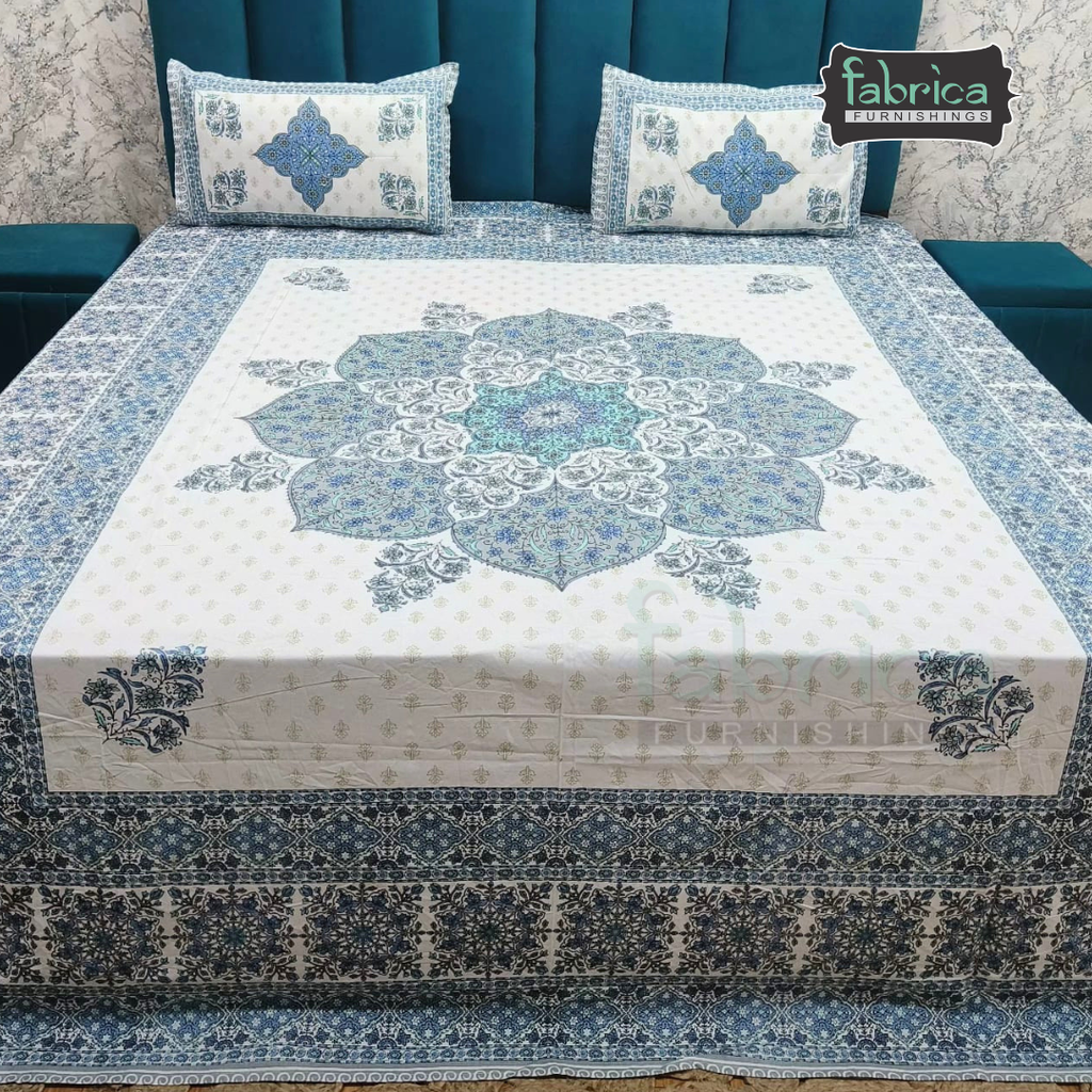 Gulnaar Printed Pure Cotton king size Bedsheet Set