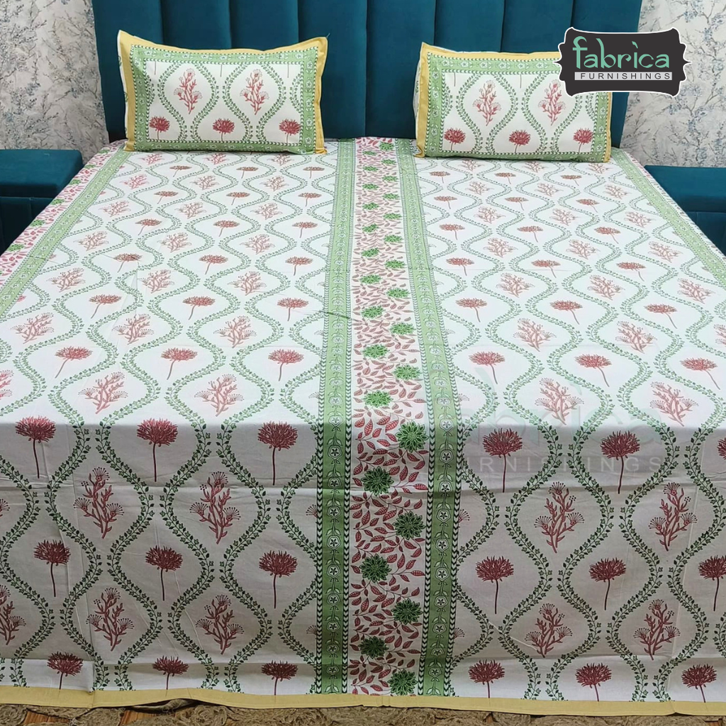 Gulnaar Printed Pure Cotton king size Bedsheet Set