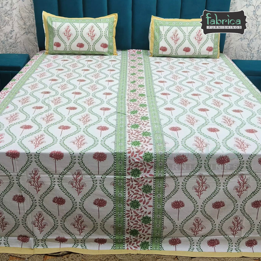 Gulnaar Printed Pure Cotton king size Bedsheet Set