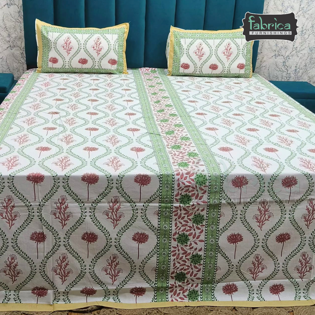 Gulnaar Printed Pure Cotton king size Bedsheet Set