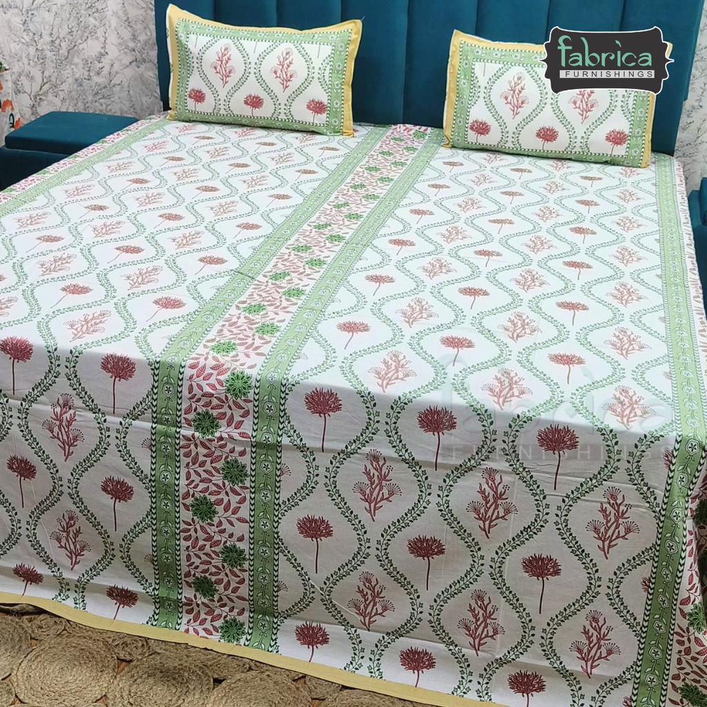 Gulnaar Printed Pure Cotton king size Bedsheet Set