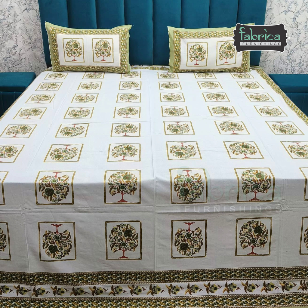 Gulnaar Printed Pure Cotton king size Bedsheet Set