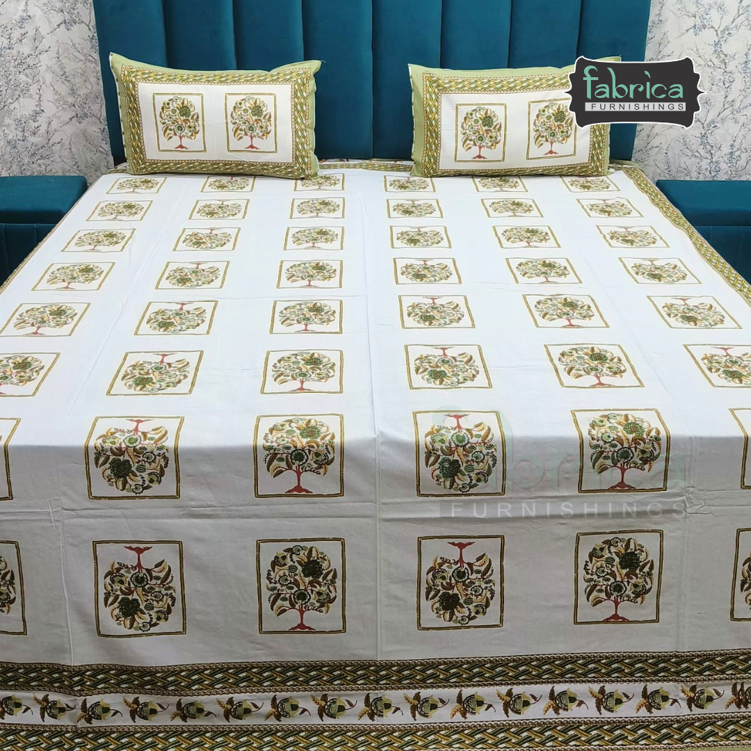 Gulnaar Printed Pure Cotton king size Bedsheet Set