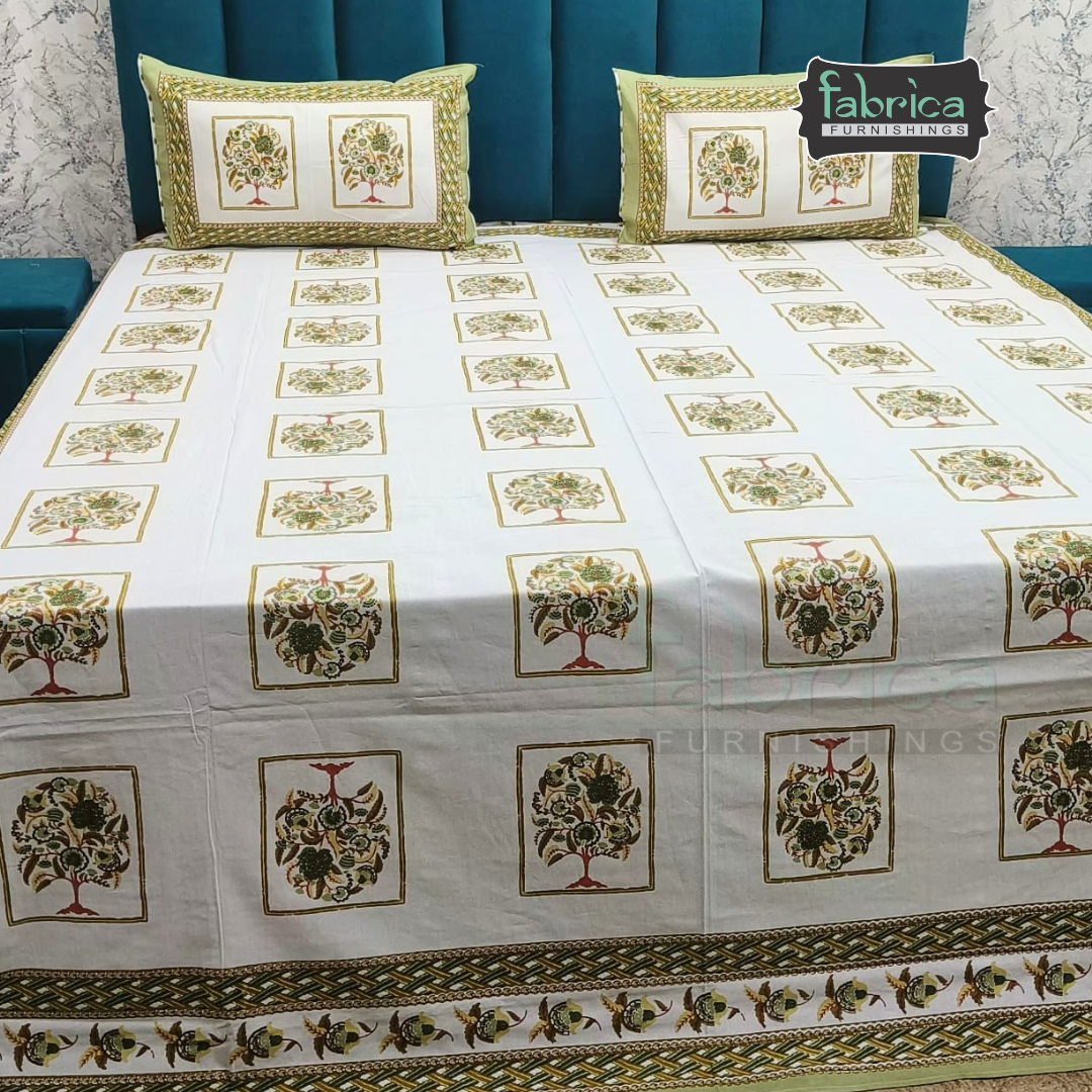 Gulnaar Printed Pure Cotton king size Bedsheet Set