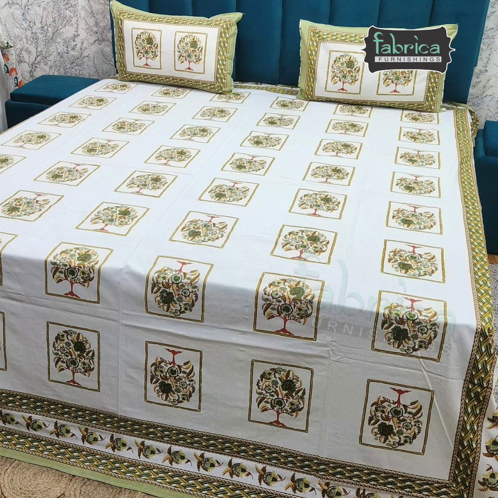 Gulnaar Printed Pure Cotton king size Bedsheet Set