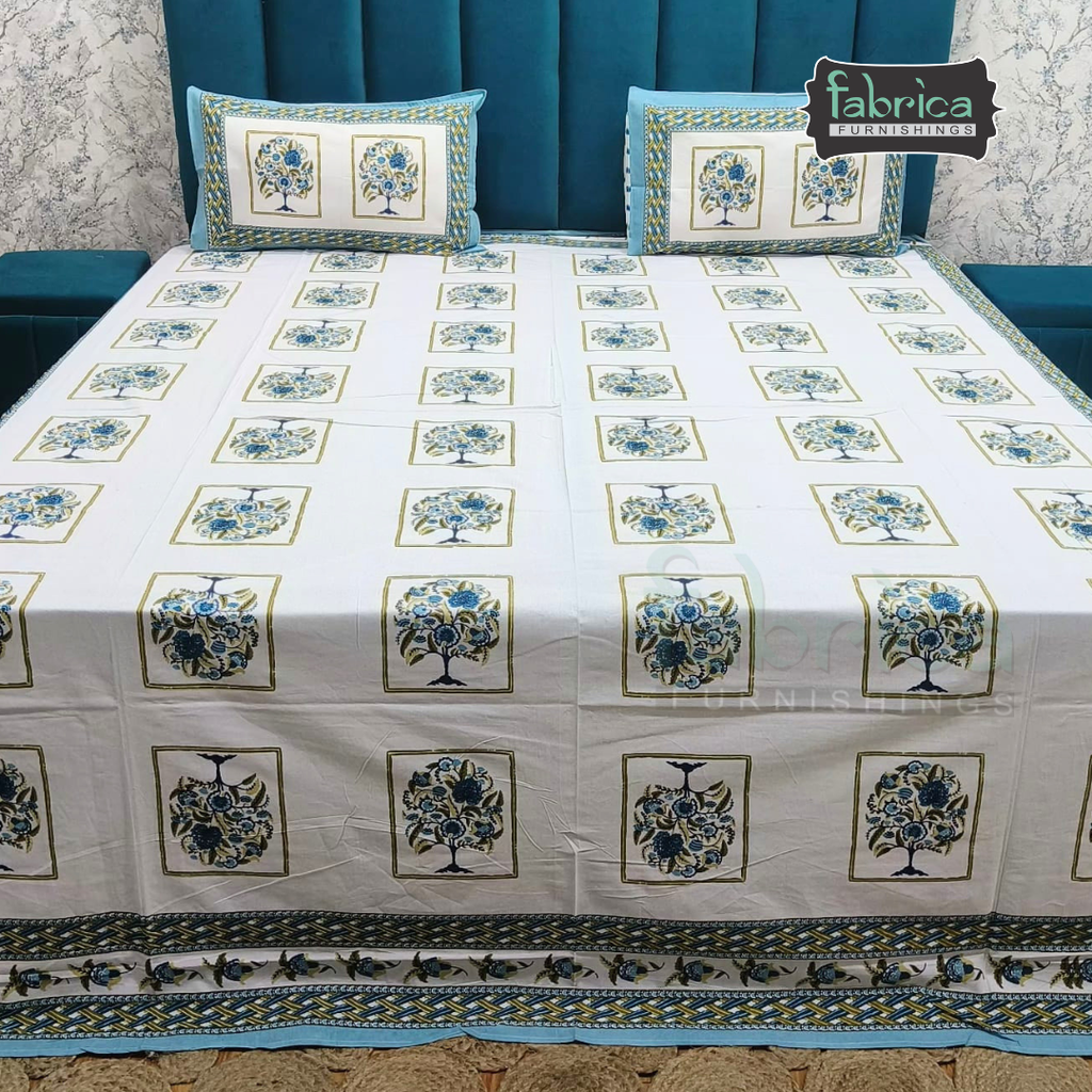 Gulnaar Printed Pure Cotton king size Bedsheet Set