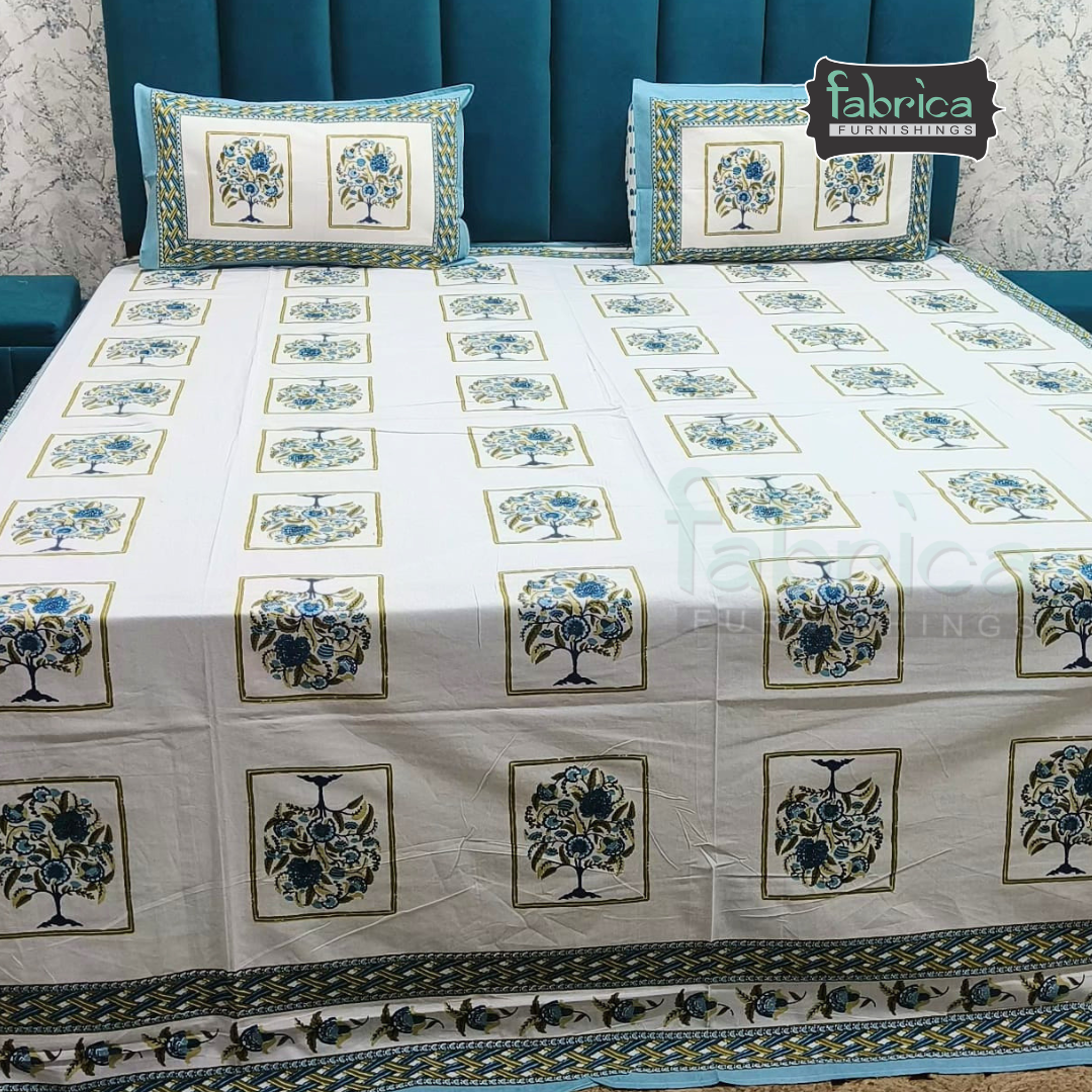 Gulnaar Printed Pure Cotton king size Bedsheet Set