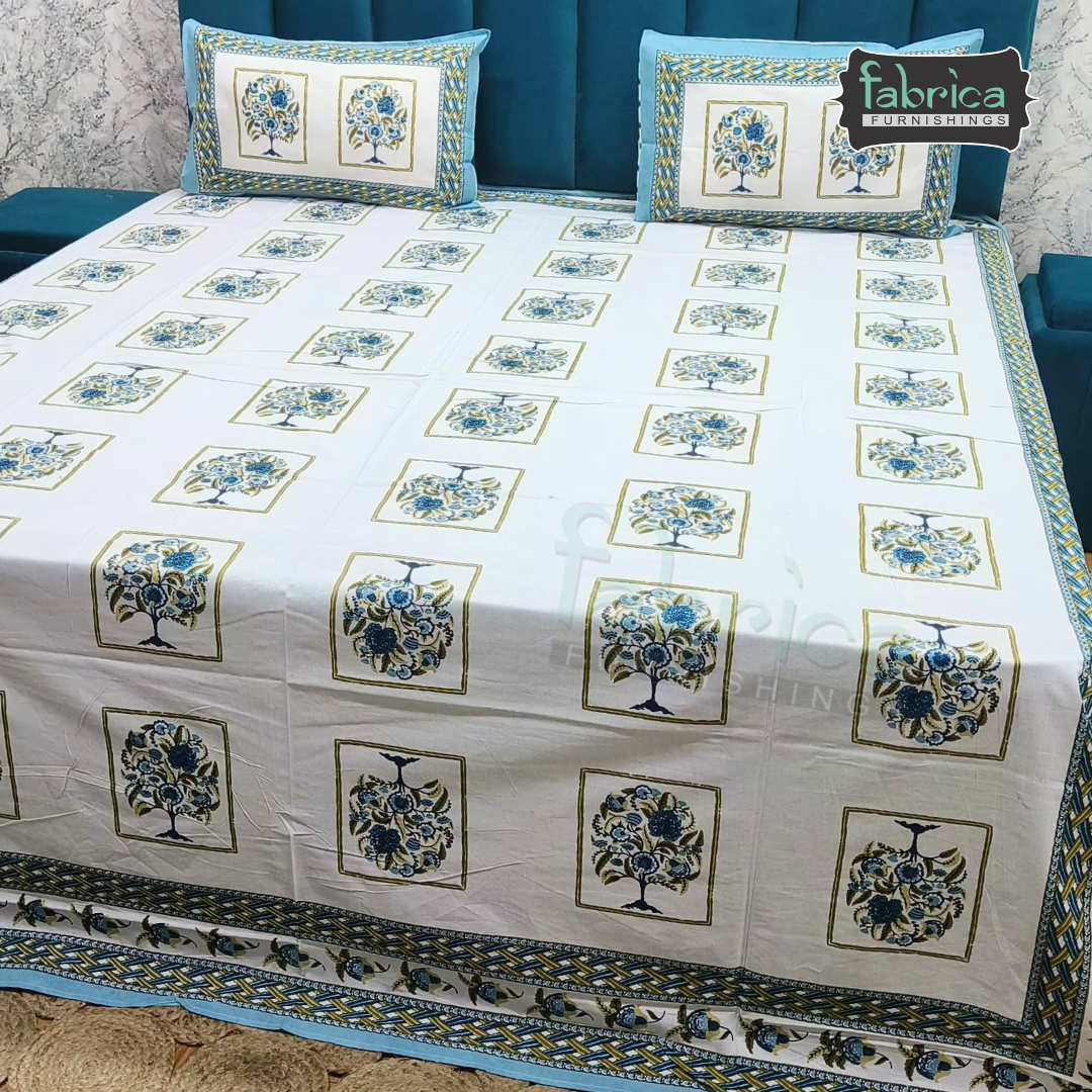 Gulnaar Printed Pure Cotton king size Bedsheet Set