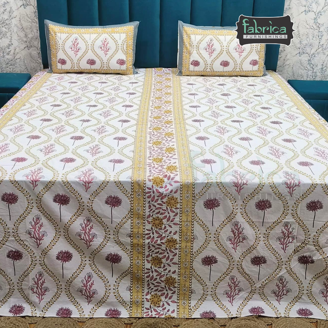 Gulnaar Printed Pure Cotton king size Bedsheet Set