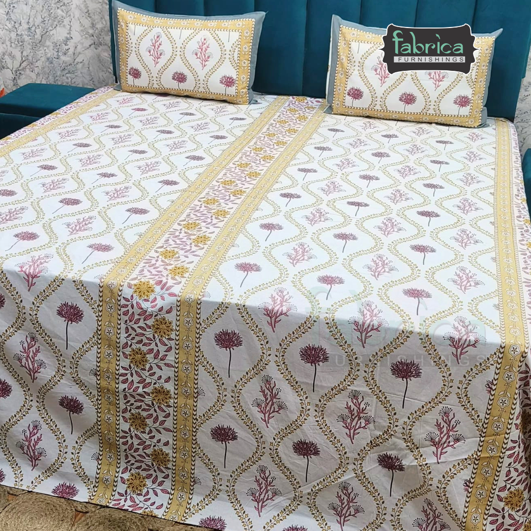 Gulnaar Printed Pure Cotton king size Bedsheet Set