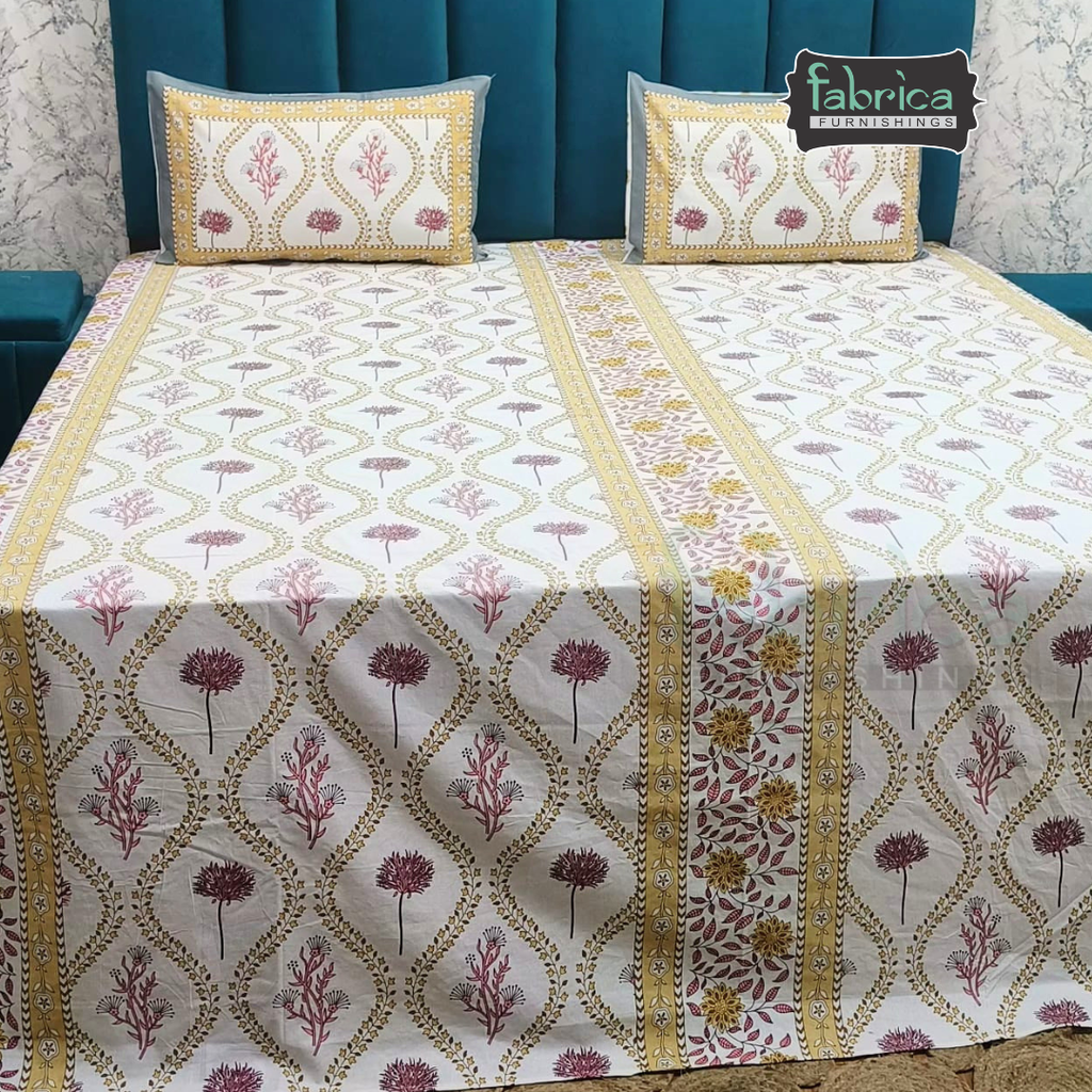 Gulnaar Printed Pure Cotton king size Bedsheet Set