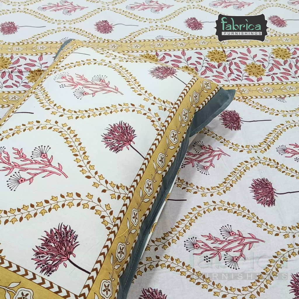 Gulnaar Printed Pure Cotton king size Bedsheet Set