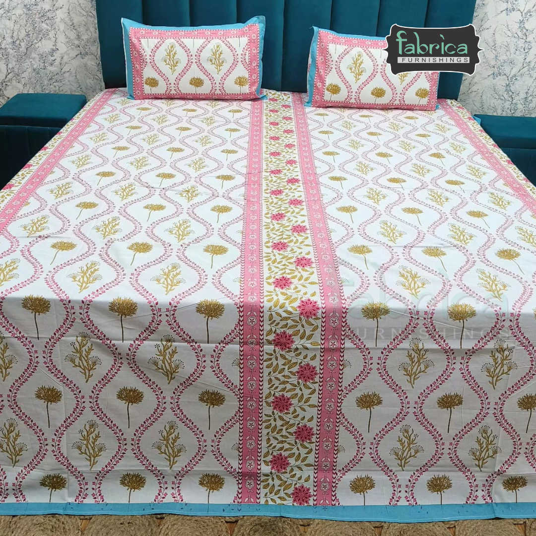 Gulnaar Double Bed Pure Cotton Printed Bedsheet Set