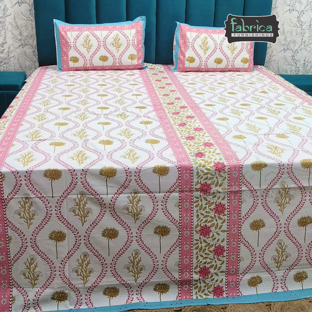 Gulnaar Double Bed Pure Cotton Printed Bedsheet Set