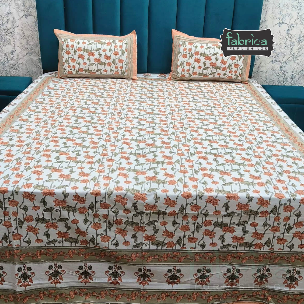 Gulnaar Printed Pure Cotton king size Bedsheet Set