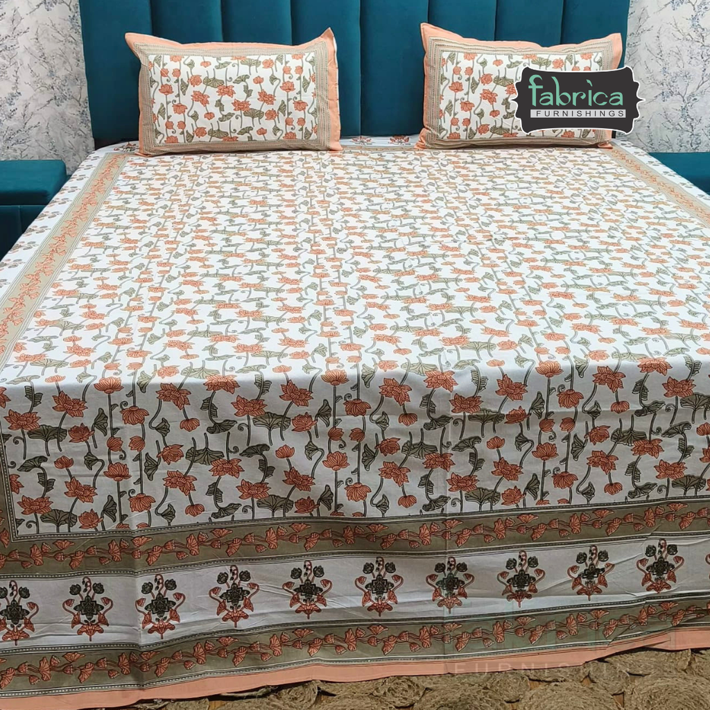 Gulnaar Printed Pure Cotton king size Bedsheet Set