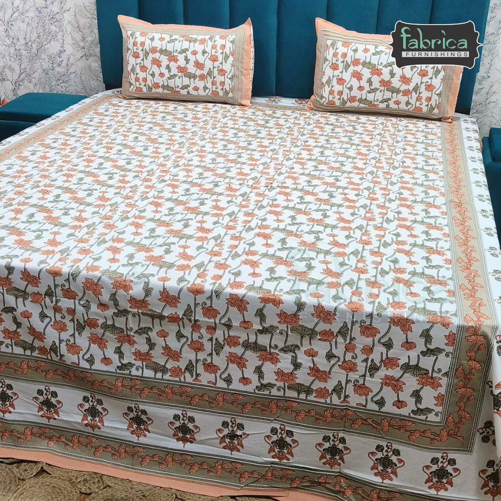 Gulnaar Printed Pure Cotton king size Bedsheet Set