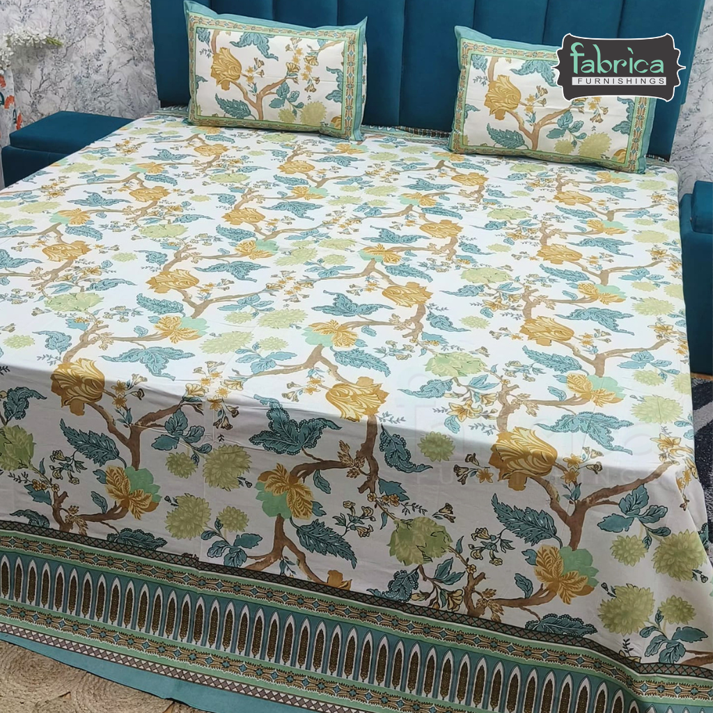 Shahi Printed Premium Pure Cotton Super Kingsize Bed Sheets(110*110) inches