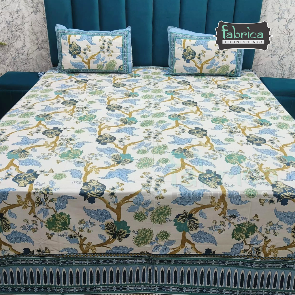 Shahi Printed Premium Pure Cotton Super Kingsize Bed Sheets(110*110) inches