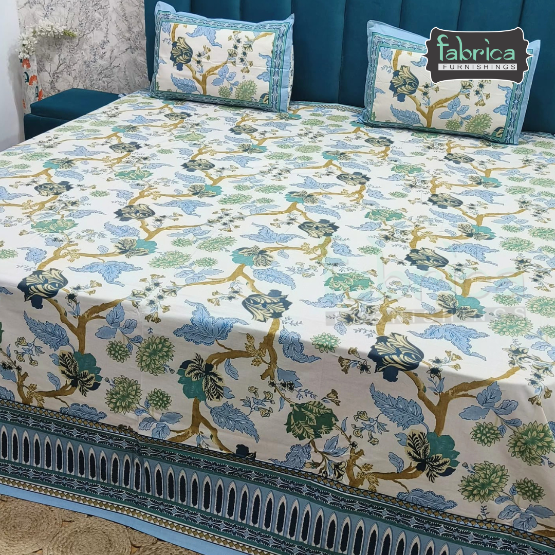 Shahi Printed Premium Pure Cotton Super Kingsize Bed Sheets(110*110) inches