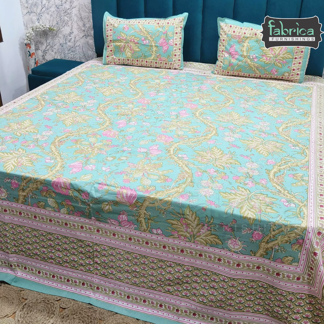 Shahi Printed Premium Pure Cotton Super Kingsize Bed Sheets(110*110) inches