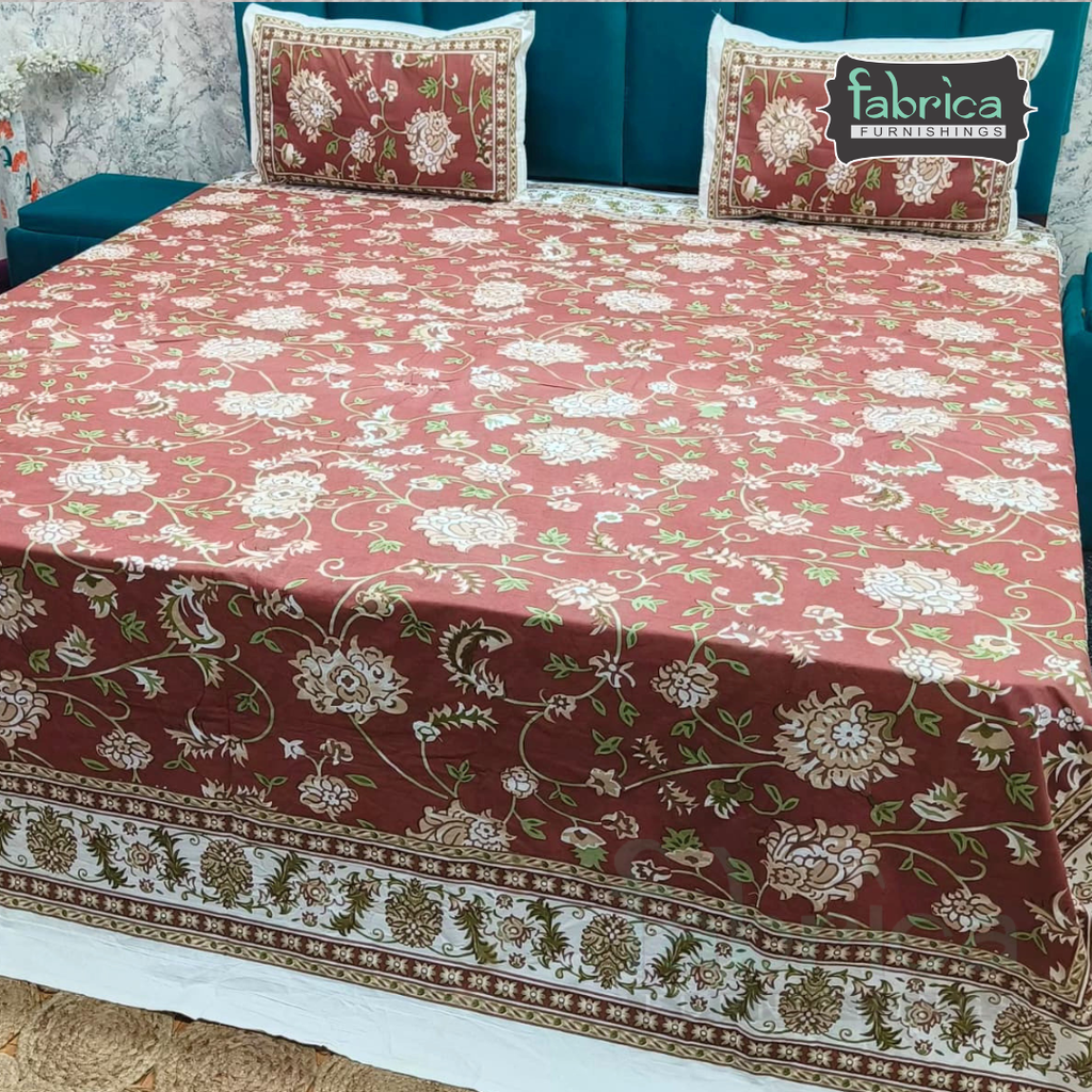 Shahi Printed Premium Pure Cotton Super Kingsize Bed Sheets(110*110) inches