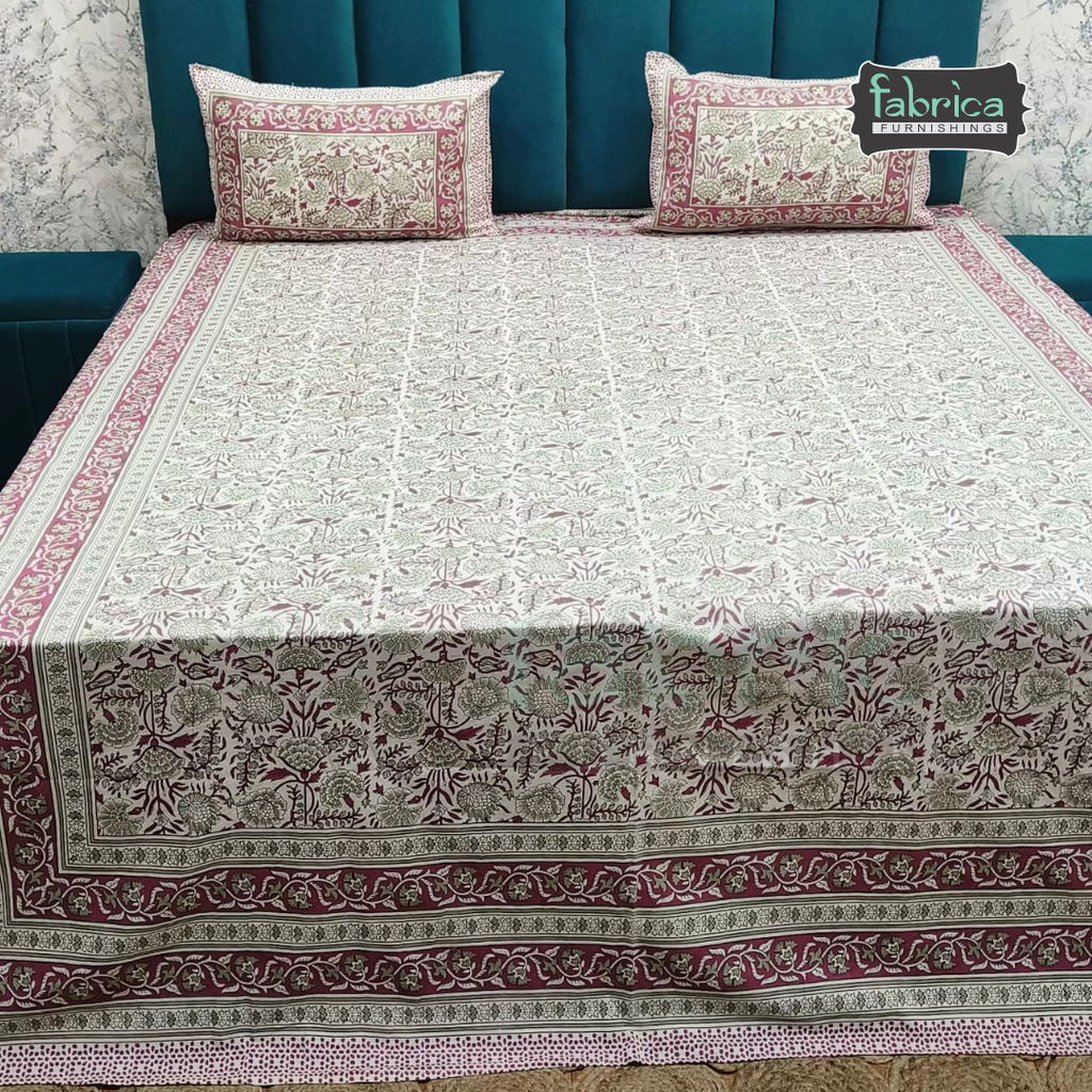 Royal Rajasthani Handblock Print pure Cotton Double Bed Sheets