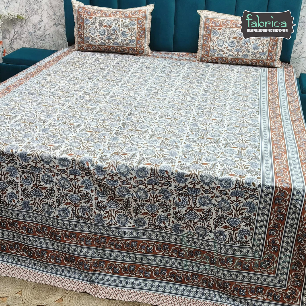 Royal Rajasthani Handblock Print pure Cotton Double Bed Sheets