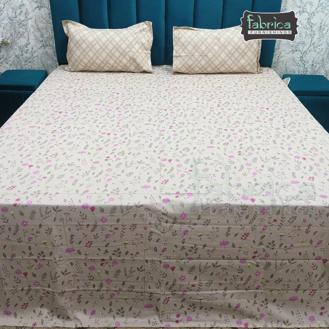 Summer Blues Super King Size Pure Cotton Printed Bedsheet Set