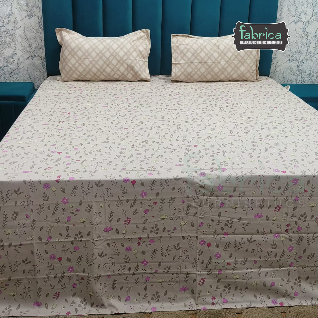 Summer Blues Super King Size Pure Cotton Printed Bedsheet Set