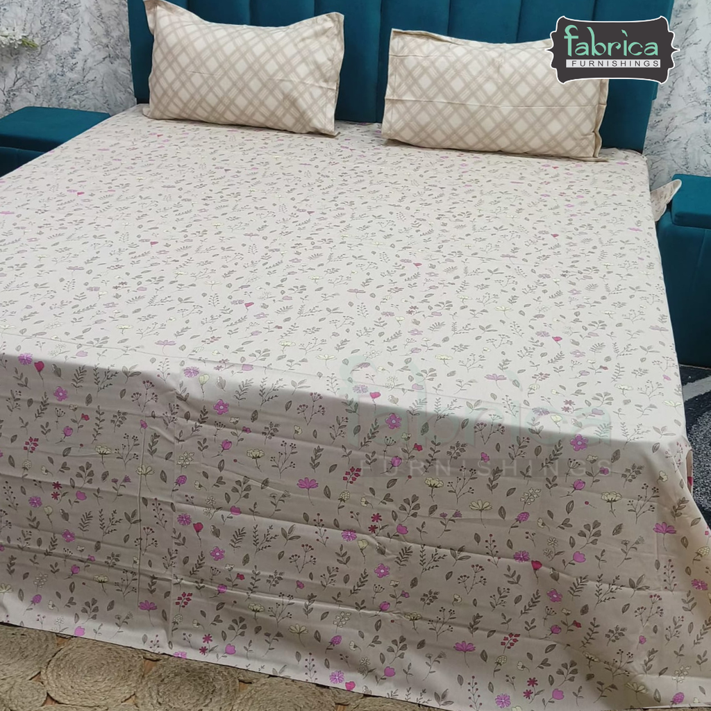 Summer Blues Super King Size Pure Cotton Printed Bedsheet Set