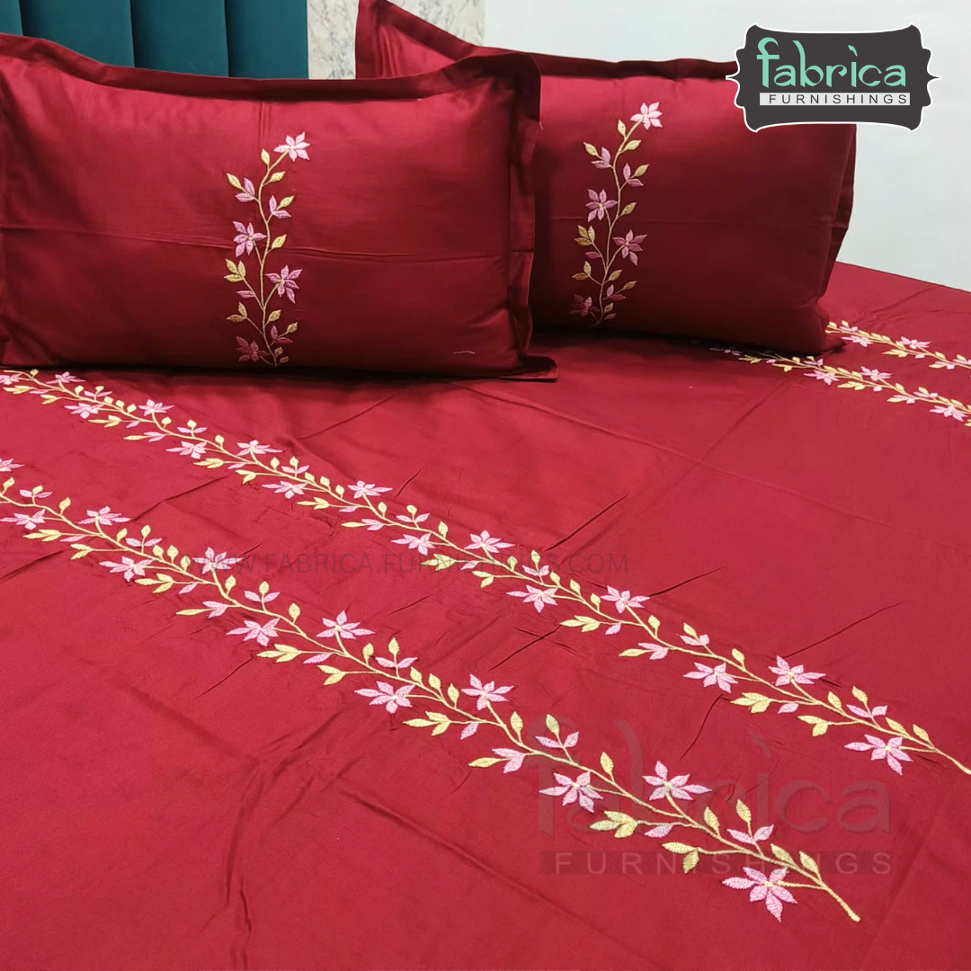 Shahi karigari Pure Cotton Designer Kingsize Embroidered Bedsheet