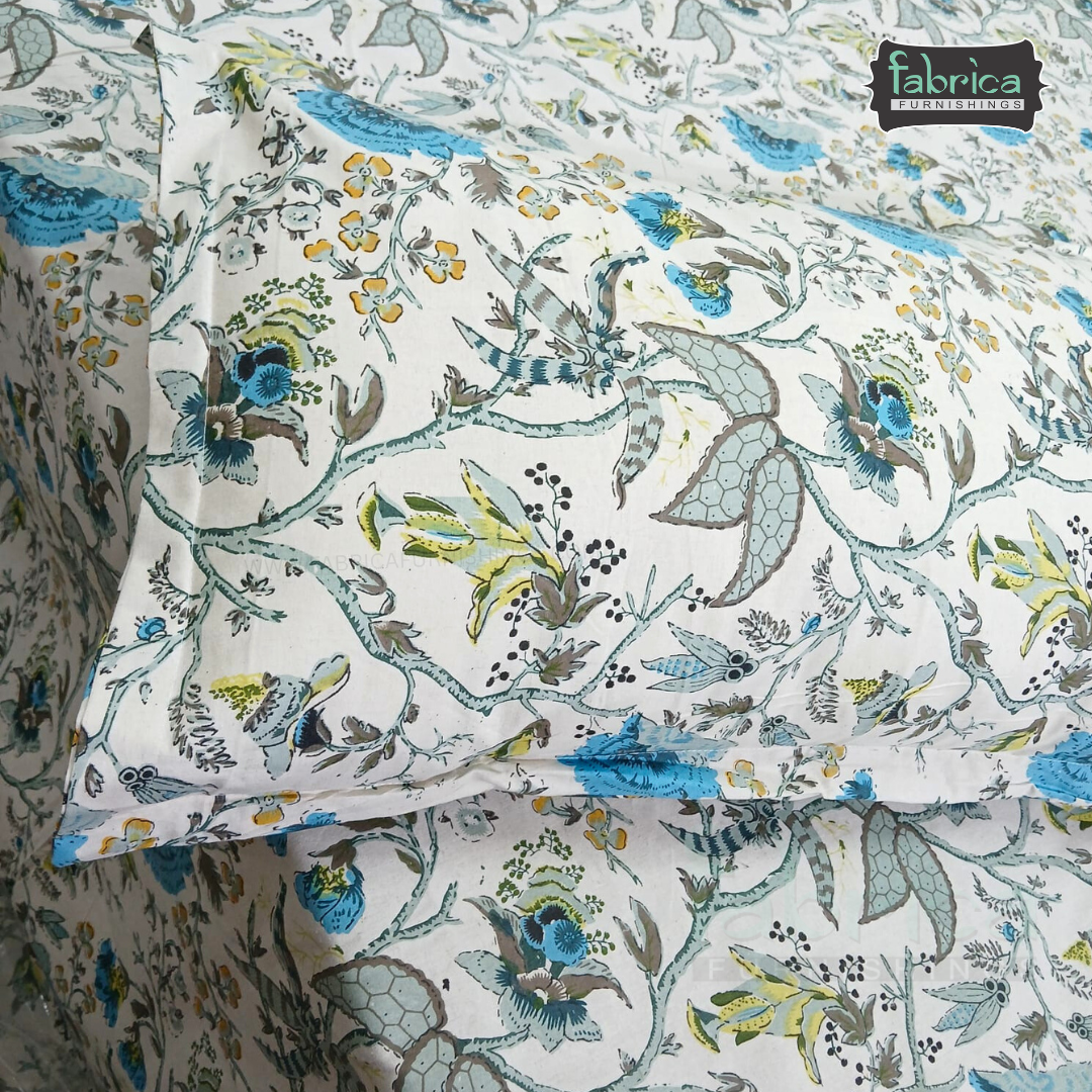 Sadabahar Anokhi Printed Pure Cotton  King Size Bedsheet Set