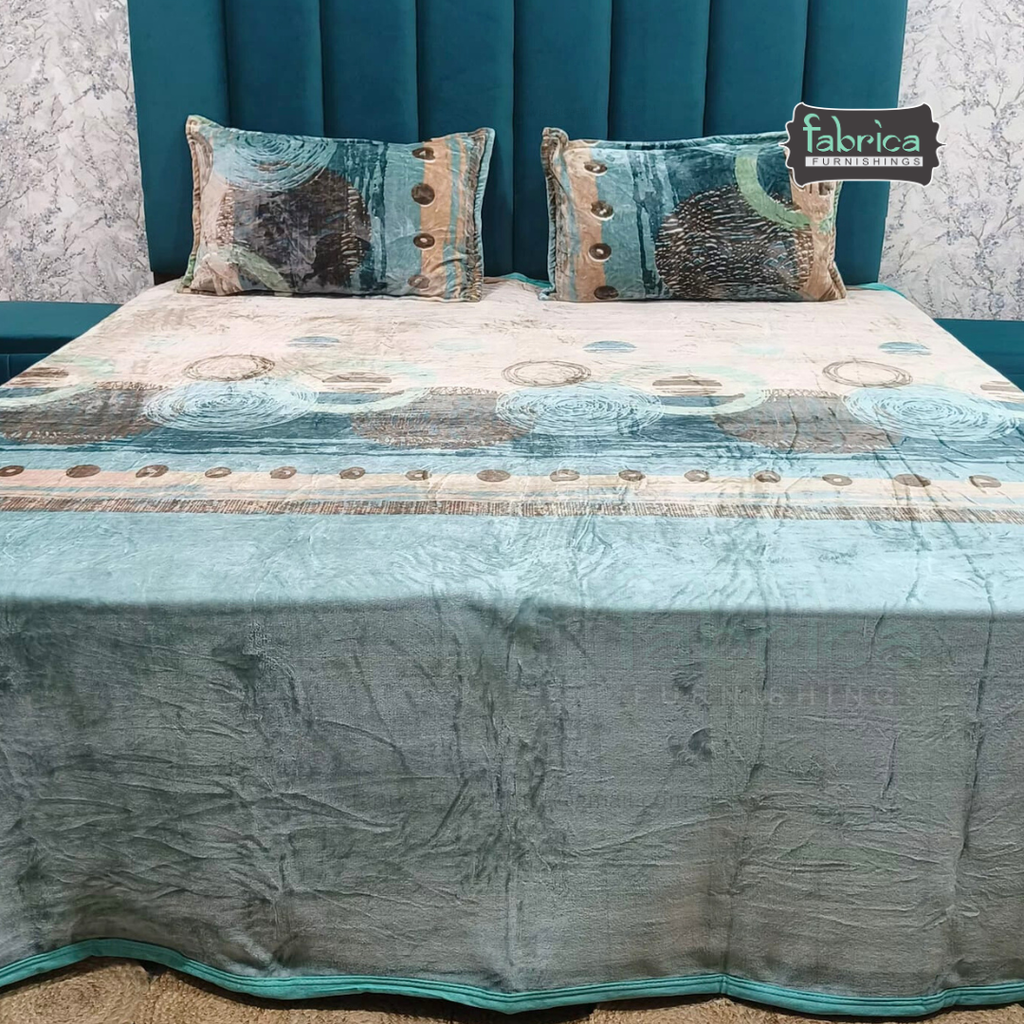 Iris Printed Premium Super King Size Woolen Bedsheet Set