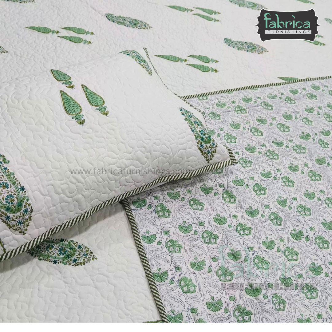 Sanganeri dreams Mul Cotton Handblock Printed king Size Quilted Bedcovers