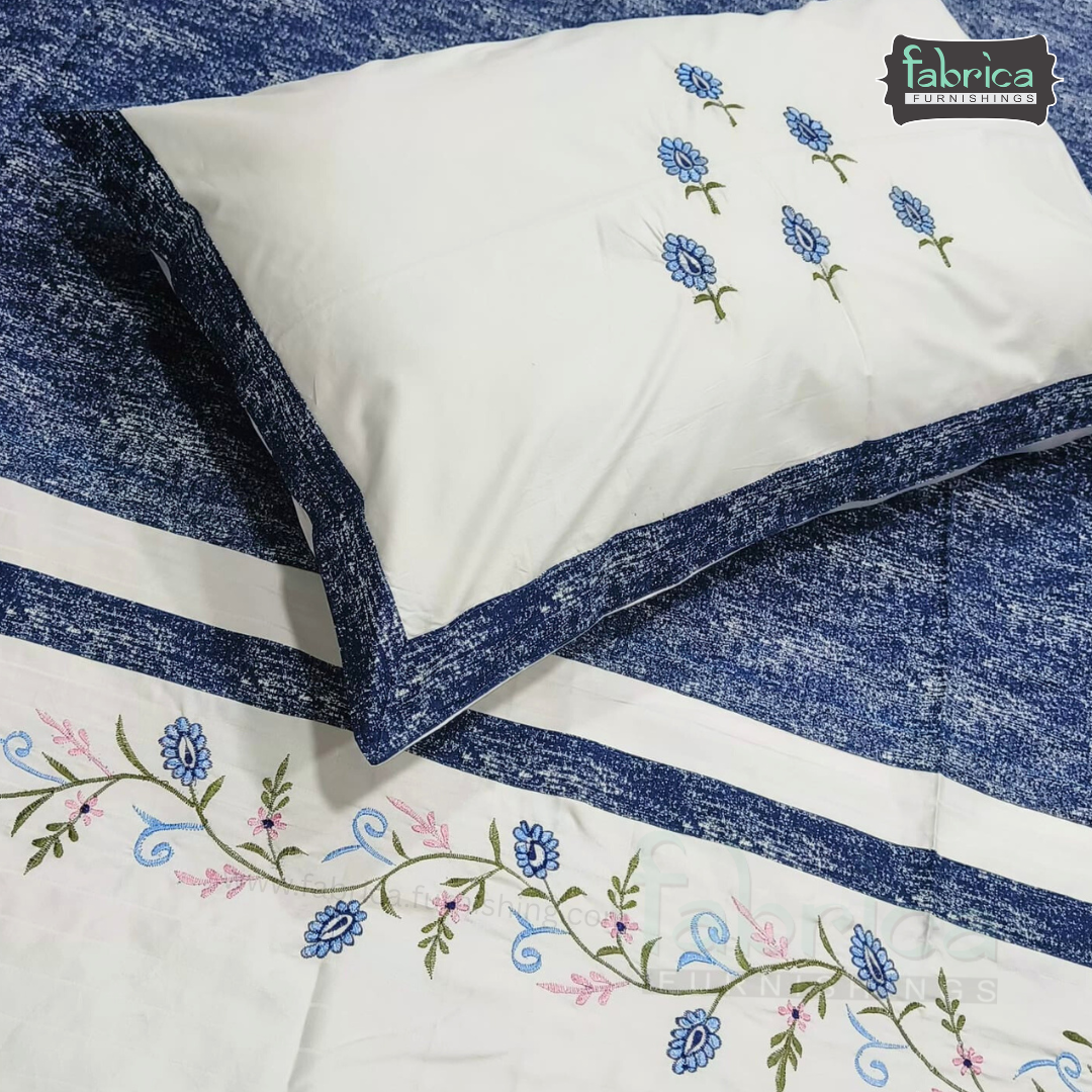 Fabby Home Designer Embroidered King Size Bedsheet Set
