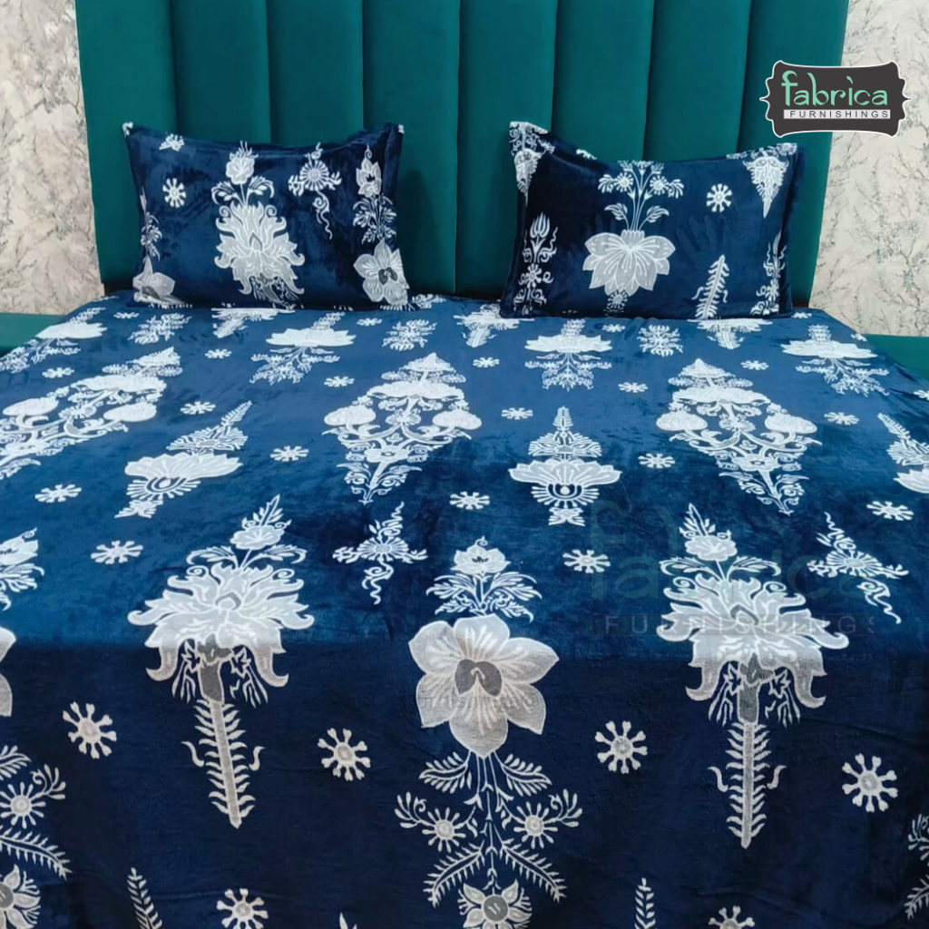 Cloudy Printed Premium  King Size Winter Bedsheet Set