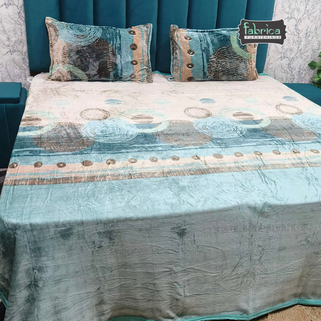 Iris Printed Premium Super King Size Woolen Bedsheet Set