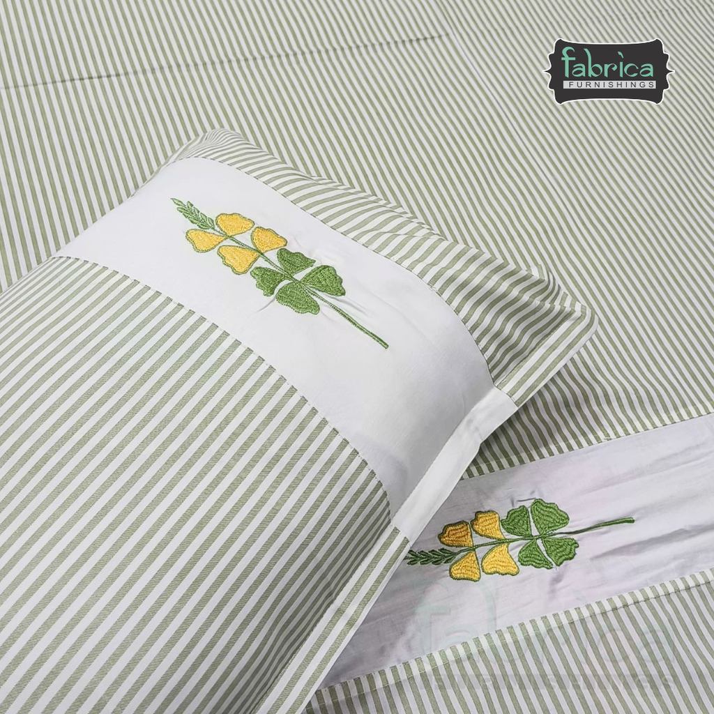 Shahi karigari Pure Cotton Designer Kingsize Embroidered Bedsheet