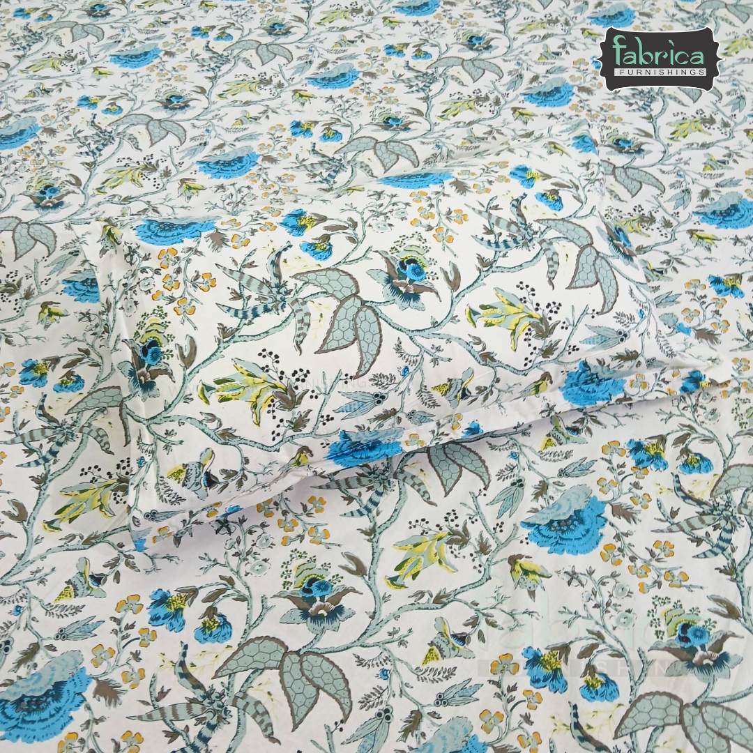 Sadabahar Anokhi Printed Pure Cotton  King Size Bedsheet Set