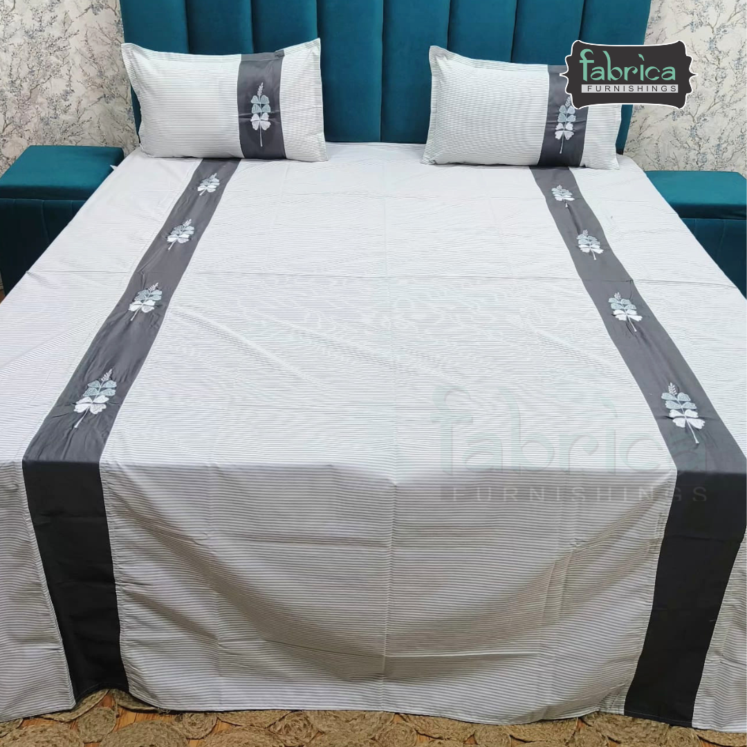 Shahi karigari Pure Cotton Designer Kingsize Embroidered Bedsheet